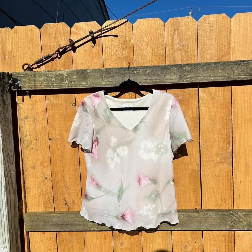 Vintage floral fairy‎ top by Kathy Roberts size XL
